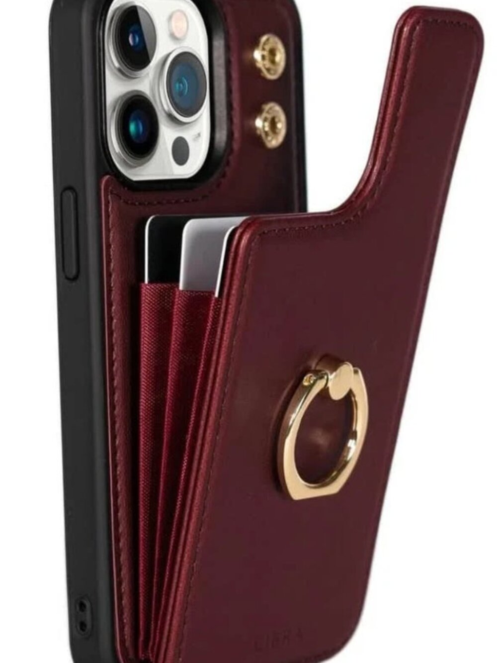 NEW LEATHER iPhone XR Cell Phone Case (Maroon) w/Card Holder